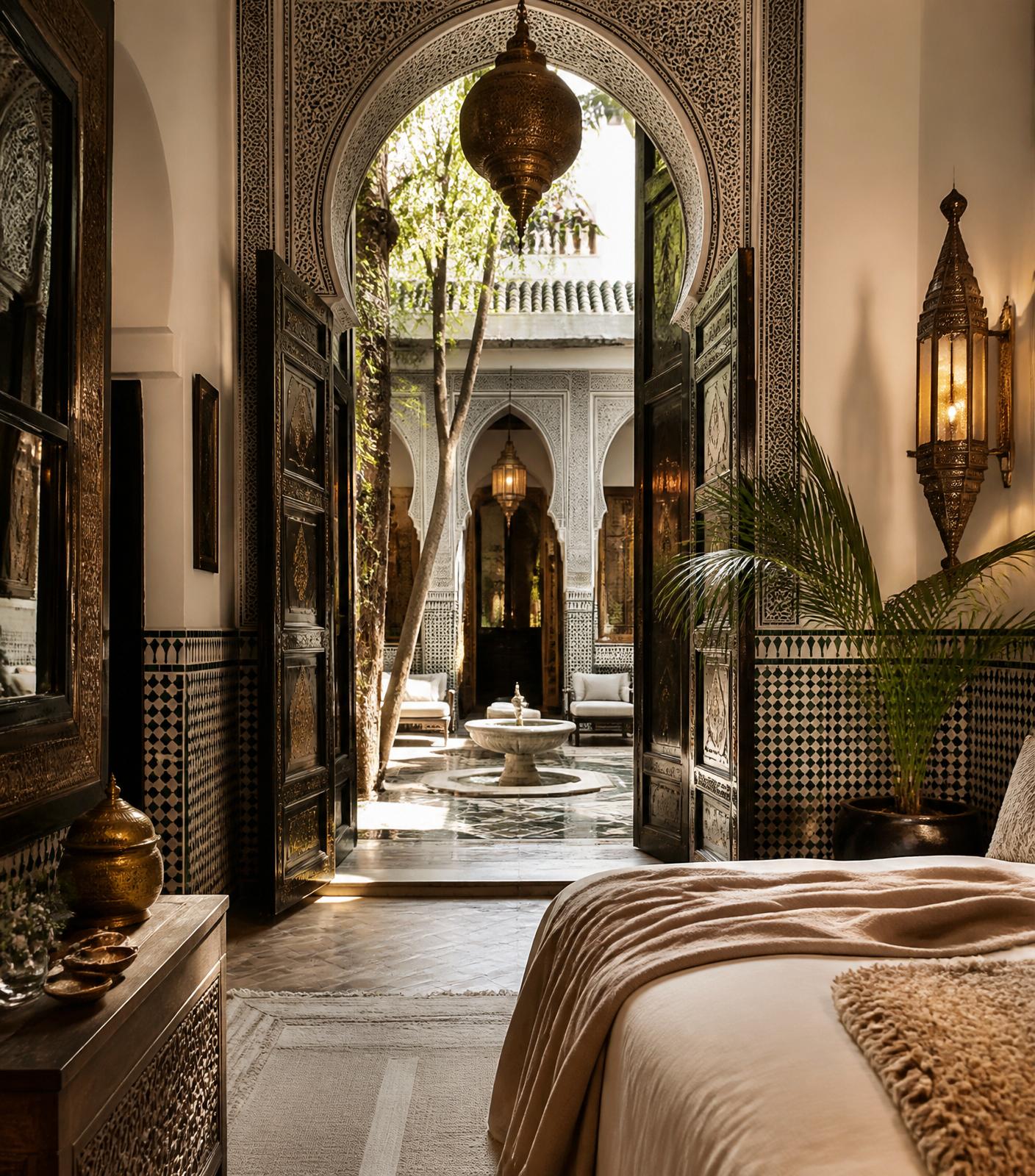 Intérieur d'un riad de luxe à Marrakech